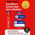 Etiketim Sonic Temalı Isme Özel Okul Etiketi