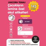 Etiketim Unicorn Temalı Isme Özel Okul Etiketi