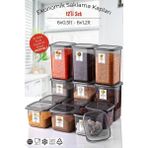 Etiketli 12'li Antrasit Ekonomik Kırılmaz Saklama Kabı Seti 6x0,5/6x1,2 Lt. - 10 x 15 cm