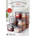 Etiketli 6'lı Antrasit Ekonomik Kırılmaz Saklama Kabı Seti 2x0,5/1,2/1,75 Lt. - 10 x 15 cm