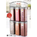 Etiketli 6'lı Antrasit Ekonomik Kırılmaz Saklama Kabı Seti 6x1,75 Lt. - 10 x 15 cm