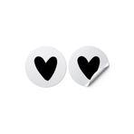 etikettcim Sticker Kuşe (3x3cm) 100 Adet Yuvarlak Kesim -siyah Kalp-