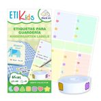ETIKIDS Komik Paketi Şekiller: Şekil Simgeler ile 40 Yapışkan Etiketler + 25 Termal Yapışkan Kumaş Etiketler