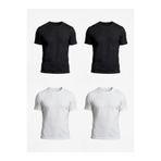 Etikmen 4'lü Premium %100 Organik Pamuk Basic Slimfit Beyaz-Beyaz-Siyah-Siyah Erkek Tişört