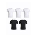 Etikmen 5'li Premium %100 Organik Pamuk Basic Slimfit Beyaz-Beyaz-Beyaz-Siyah-Siyah Erkek Tişört