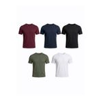 Etikmen 5'li Premium %100 Organik Pamuk Basic Slimfit Beyaz-Haki-Siyah-Lacivert-Bordo Erkek Tişört