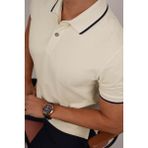 Etikmen Bej Lacivert Yaka Çizgili Erkek Polo Yaka Tişört - Bej - Lacivert - XL