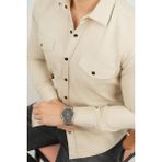 Etikmen Bej Slimfit Gerçek Kot Erkek Gömlek - 2XL