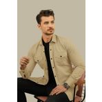 Etikmen Bej Slimfit Gerçek Kot Erkek Gömlek