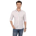 Etikmen Beyaz Lacivert Çizgili Slimfit Hediye Kutulu Erkek Gömlek XL Beyaz Lacivert Çizgili
