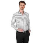 Etikmen Beyaz Siyah Çizgili Slimfit Hediye Kutulu Erkek Gömlek S