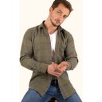 Etikmen Haki Çizgili Slimfit Oduncu Erkek Gömlek - 2XL