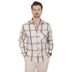 Etikmen Kemik Beyaz Çizgili Oversize Oduncu Hediye Kutulu Erkek Gömlek XL