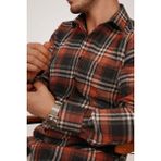 Etikmen Kiremit Çizgili Slimfit Oduncu Erkek Gömlek - 2XL