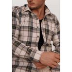 Etikmen Krem Yeşil Desenli Slimfit Oduncu Erkek Gömlek - XL