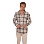 Etikmen Krem Yeşil Desenli Slimfit Oduncu Hediye Kutulu Erkek Gömlek XXL