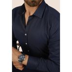 Etikmen Lacivert Baklava Desen Slimfit Erkek Gömlek - XL - 02L-Lacivert
