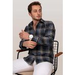 Etikmen Lacivert Beyaz Oduncu Slimfit Erkek Gömlek