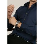 Etikmen Lacivert Kahve Düğmeli Slimfit Erkek Gömlek