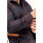 Etikmen Lacivert Kırmızı Çizgili Slimfit Oduncu Erkek Gömlek - 2XL
