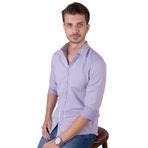 Etikmen Lila Armür Desenli Slimfit Hediye Kutulu Erkek Gömlek XL