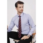 Etikmen Mavi Baklava & Bordo Çizgi Desen Hediye Kutulu Gömlek Kravat Seti - XL