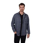 Etikmen Mavi Beyaz Çizgili Oversize Hediye Kutulu Erkek Gömlek S