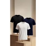 Etikmen Premium %100 Organik Pamuk 3'li Beyaz - Siyah - Lacivert Basic Slimfit Erkek Tişört