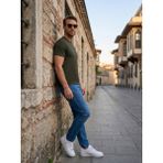 Etikmen Premium %100 Organik Pamuk Basic Slimfit Haki Erkek Tişört - XL