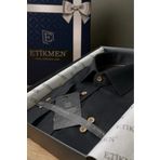 Etikmen Siyah Kahve Düğmeli Slimfit Hediye Kutulu Erkek Gömlek