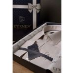 Etikmen Sütlü Kahve Slimfit Hediye Kutulu Erkek Gömlek