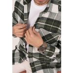 Etikmen Yeşil Beyaz Geçişli Oversize Oduncu Gömlek