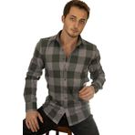 Etikmen Yeşil Gri Dama Oduncu Slimfit Hediye Kutulu Erkek Gömlek XL