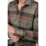 Etikmen Yeşil Kahve Dama Desenli Slimfit Oduncu Erkek Gömlek - 2XL - Kahverengi