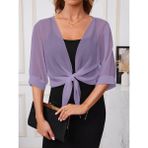 Etiler Collection Kadın Truvakar Kollu Önden Bağlamalı Kısa Şifon Bolero Ceket - L - XL - Lila