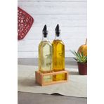 Etka Dizayn Hena -2 Li Yağdanlık Seti 500 ml , Ahşap Stantlı Yağlık Sirkelik - Etiketli