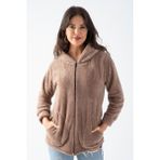 Etkimod Kadın Siyah Kapüşonlu Peluş Ceket - 2XL - Vizon