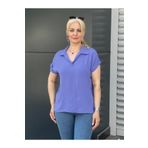 EtkiModa Kadın Lila Yaka Duble Kol Aerobin Bluz Lila L