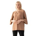 EtkiModa Kadın Vizon Damla Yaka Yarım Kol Salaş Kesim Aerobin Tunik Vizon 2XL