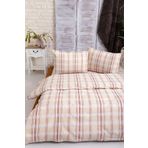 EtkiModa Vintage%100 Pamuk Bordo Beyaz Çizgili Çift Kişilik Çarşaflı Nevresim Takımı Krem 200 x 220