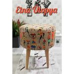 Etna Ütopya Çok Amaçlı Gürgen Ayaklı Dekoratif Puf Bench Sandalye Koltuk - 37 x 40 - Haki