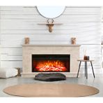 EtnaDecor Bianco Gri Bluetooth ve Ses Efektli İki Kademeli Isıtıcı Fanlı Elektrikli Şömine