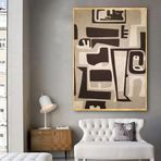 Etnica Yağlı Boya Dokulu Tablo 90X120 Gold Çerçeveli