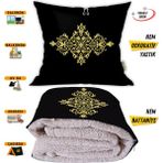 Etnik Motif Desenli Dekoratif Tv Battaniyeli Opsiyonel Yastık Kırlent 2 In 1 Battaniye - 115 x 170 cm - Renkli