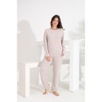 Etoile %100 Pamuk DeveTüyü Kumaş Uzun Kol Manşetli Cepli Kadın Pijama Takımı 98414