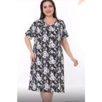 Etoile Bambu Büyük Beden Kısa Kol Kadın Elbise Gecelik 72521 - Siyah - 8XL