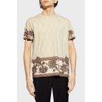Etro Çiçek Desenli % 100 Pamuk Regular Fit Bisiklet Yaka T Shirt Erkek T Shirt MRMA0002 AK596 X0820 - Bej