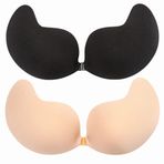 ETRSAIRL Yapışkanlı sütyen, sırtı açık, askısız sütyen, Push Up büyük göğüs, sırtı açık, yapışkan sütyen, yılan balığı için, sırtı açık, tekrar kullanılabilir, görünmez, kadın, 1beige1 siyah, D