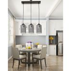 Etsylight Dora Black Glass Sıralı Lüx 3 Salon Avize,Yemek Odası Avize, Mutfak Avize - Siyah
