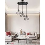 Etsylight Piramit Br Lüx 3, Mutfak Avize, Yemek Odası, Salon Avize - Mat Siyah